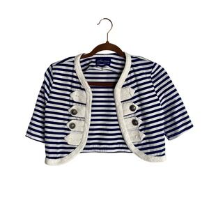 Vintage Mystique Paris Nautical Striped Cropped Bolero Jacket 80s Military Y2K